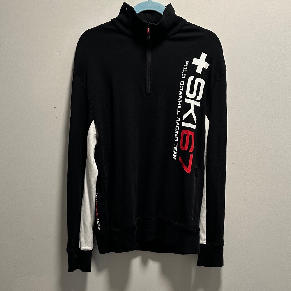 Polo Ralph Lauren Black and White Zip-Up Sweater